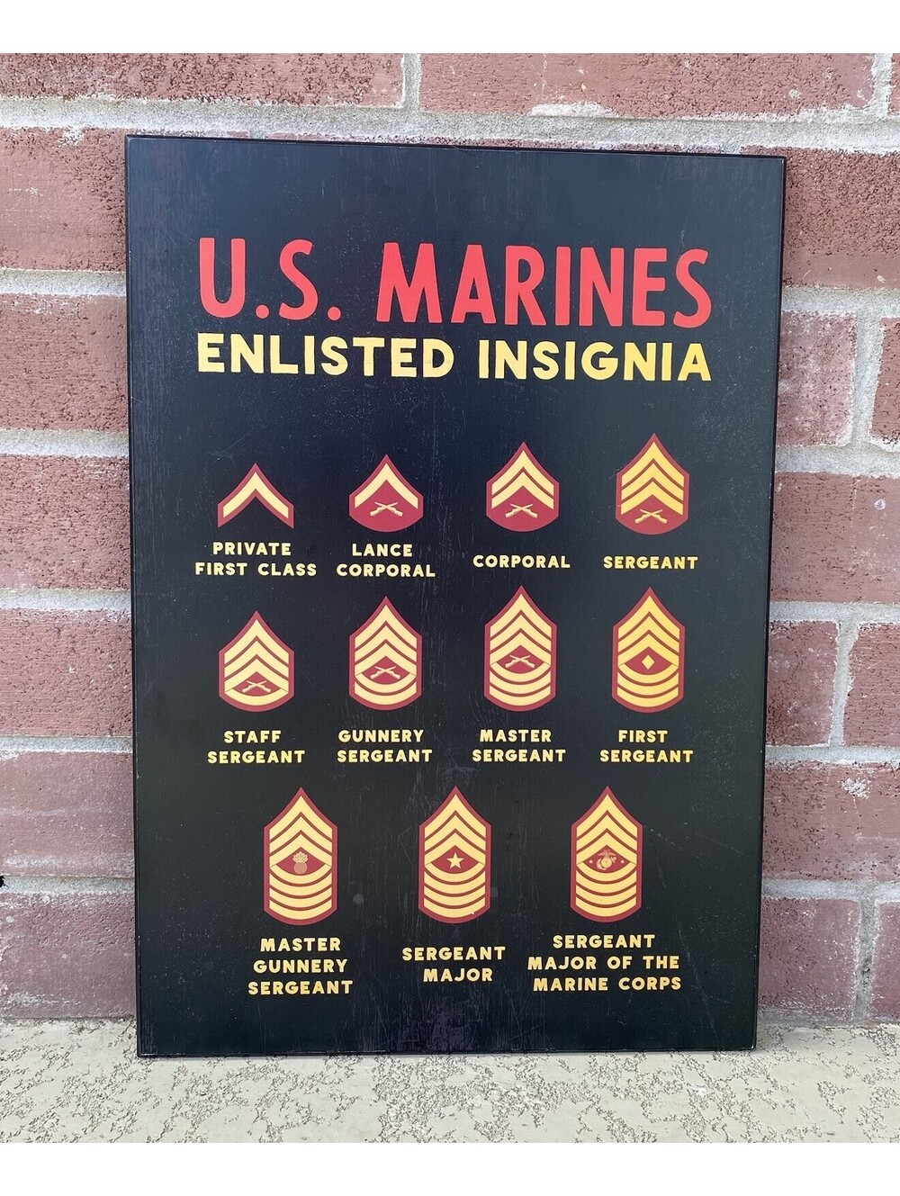 U.S. Marine Corps Enlisted Insignia Wall Plaque Mancave Garage Office Decor 20”